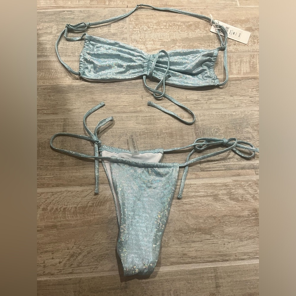 Summer haus by beach bunny bikini- light blue strappy